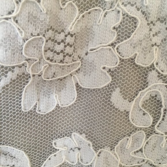 Bridal MOB Dress Silver Satin White Lace V-neck Dress Size 10 Medium - Picture 6 of 16